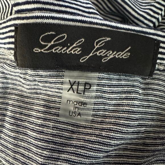 Laila Jayde Sleeveless Mini Shift Dress Gray White Stripe NWT Size XLP - Picture 8 of 8